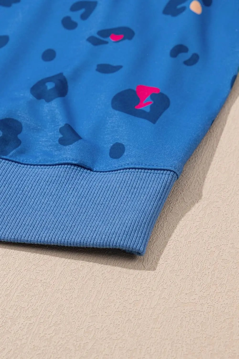 Sky blue leopard print pullover - Love Salve